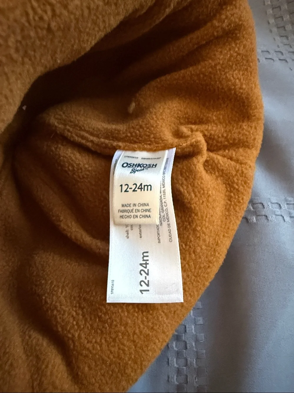 NWT 12-24 months OshKosh B'gosh SHEARLING beanie in Camel Brown